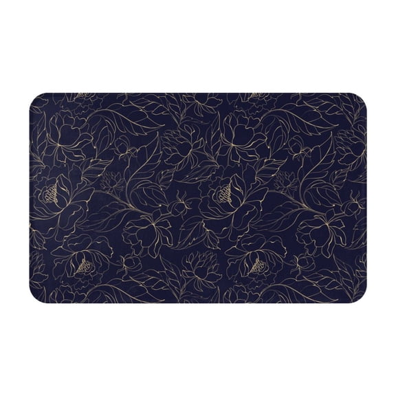 Bathroom Rugs Non Slip Washable - Copper-Gold Gloss Outline Peony Kitchen Mats for Floor, Area Rugs for Entryway Rugs Indoor, Laundry Bathroom Room Door Rug with Rubber Backing 20x31.5in