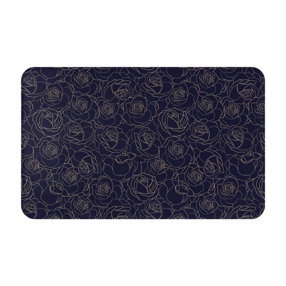 Bathroom Rugs Non Slip Washable - Copper-Gold Gloss Outline Rose1 Kitchen Mats for Floor, Area Rugs for Entryway Rugs Indoor, Laundry Bathroom Room Door Rug with Rubber Backing 20x31.5in