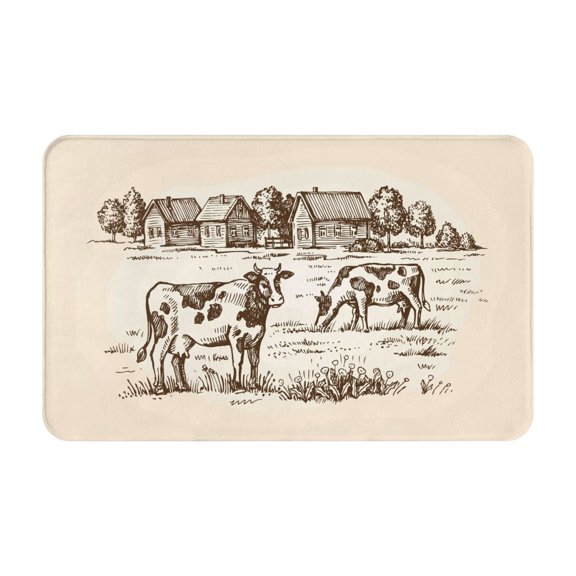 Bathroom Rugs Non Slip Washable - Cows On The Farm Kitchen Mats for Floor, Area Rugs for Entryway Rugs Indoor, Laundry Bathroom Room Door Rug with Rubber Backing 20x31.5in