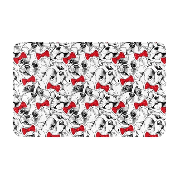Bathroom Rugs Non Slip Washable - Cut French Bulldog Red Bow Tie Kitchen Mats for Floor, Area Rugs for Entryway Rugs Indoor, Laundry Bathroom Room Door Rug with Rubber Backing 20x31.5in