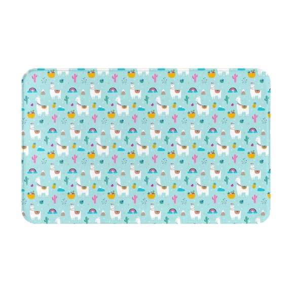 Bathroom Rugs Non Slip Washable - Cute Alpaca Cactus Rainbow Fruits Kitchen Mats for Floor, Area Rugs for Entryway Rugs Indoor, Laundry Bathroom Room Door Rug with Rubber Backing 20x31.5in