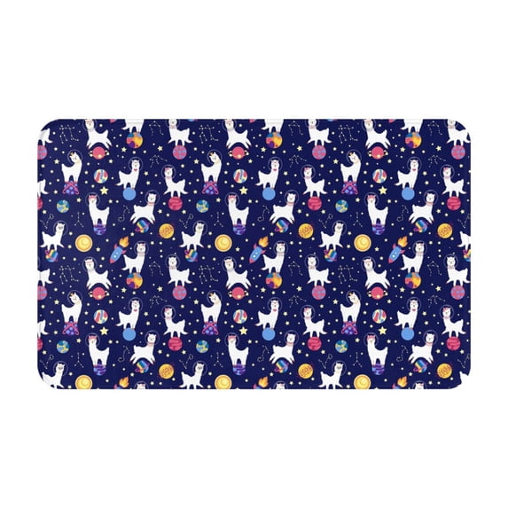 Bathroom Rugs Non Slip Washable - Cute Alpaca Starry Sky Planet Kitchen ...