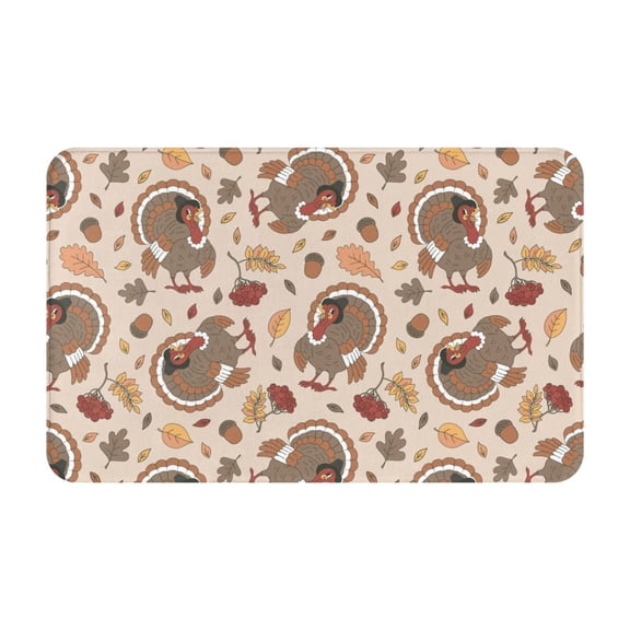Bathroom Rugs Non Slip Washable - Cute Autumn Turkey Kitchen Mats for Floor, Area Rugs for Entryway Rugs Indoor, Laundry Bathroom Room Door Rug with Rubber Backing 20x31.5in