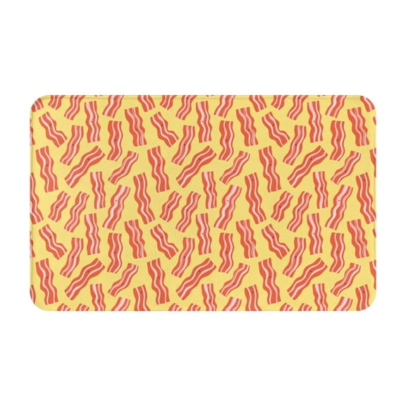Bathroom Rugs Non Slip Washable - Cute Bacon Print Yellow Kitchen Mats for Floor, Area Rugs for Entryway Rugs Indoor, Laundry Bathroom Room Door Rug with Rubber Backing 20x31.5in