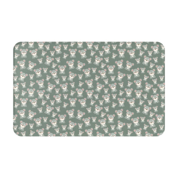 Bathroom Rugs Non Slip Washable - Cute Bear Print Green Kitchen Mats for Floor, Area Rugs for Entryway Rugs Indoor, Laundry Bathroom Room Door Rug with Rubber Backing 20x31.5in