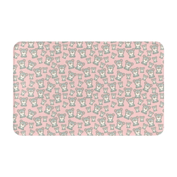 Bathroom Rugs Non Slip Washable - Cute Bear Print Pink Kitchen Mats for Floor, Area Rugs for Entryway Rugs Indoor, Laundry Bathroom Room Door Rug with Rubber Backing 20x31.5in