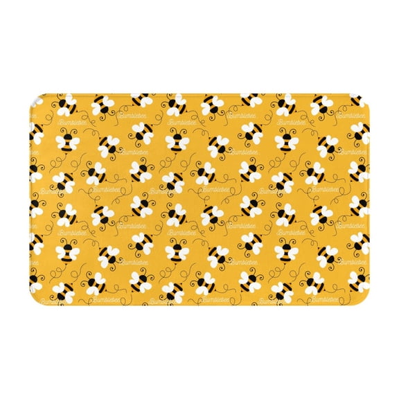 Bathroom Rugs Non Slip Washable - Cute Bee Butterfly Yelllow Kitchen Mats for Floor, Area Rugs for Entryway Rugs Indoor, Laundry Bathroom Room Door Rug with Rubber Backing 20x31.5in