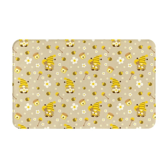 Bathroom Rugs Non Slip Washable - Cute Bee Gnomes Kitchen Mats for Floor, Area Rugs for Entryway Rugs Indoor, Laundry Bathroom Room Door Rug with Rubber Backing 20x31.5in