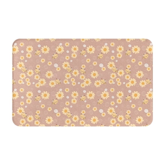 Bathroom Rugs Non Slip Washable - Cute Bee Kitchen Mats for Floor, Area Rugs for Entryway Rugs Indoor, Laundry Bathroom Room Door Rug with Rubber Backing 20x31.5in