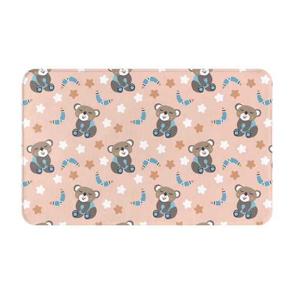 Bathroom Rugs Non Slip Washable - Cute Cartoon Bear Stars Kitchen Mats for Floor, Area Rugs for Entryway Rugs Indoor, Laundry Bathroom Room Door Rug with Rubber Backing 20x31.5in