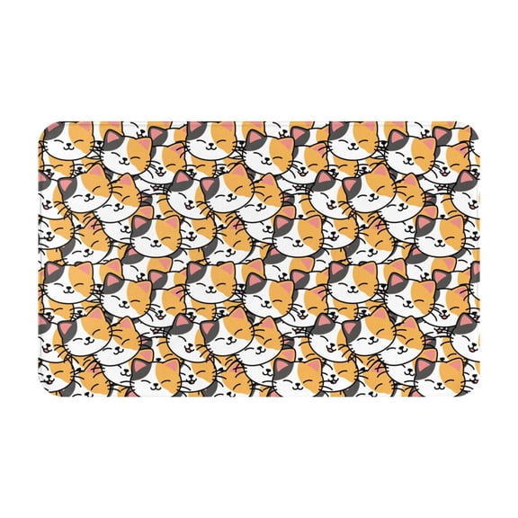 Bathroom Rugs Non Slip Washable - Cute Cartoon Smiling Cat Face Kitchen Mats for Floor, Area Rugs for Entryway Rugs Indoor, Laundry Bathroom Room Door Rug with Rubber Backing 20x31.5in