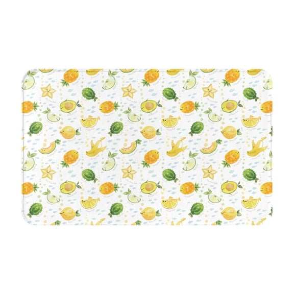 Bathroom Rugs Non Slip Washable - Cute Durian Flower Fish Mango Kitchen Mats for Floor, Area Rugs for Entryway Rugs Indoor, Laundry Bathroom Room Door Rug with Rubber Backing 20x31.5in