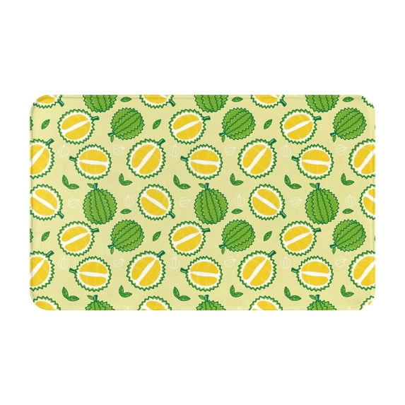 Bathroom Rugs Non Slip Washable - Cute Durian Green Yellow Kitchen Mats ...