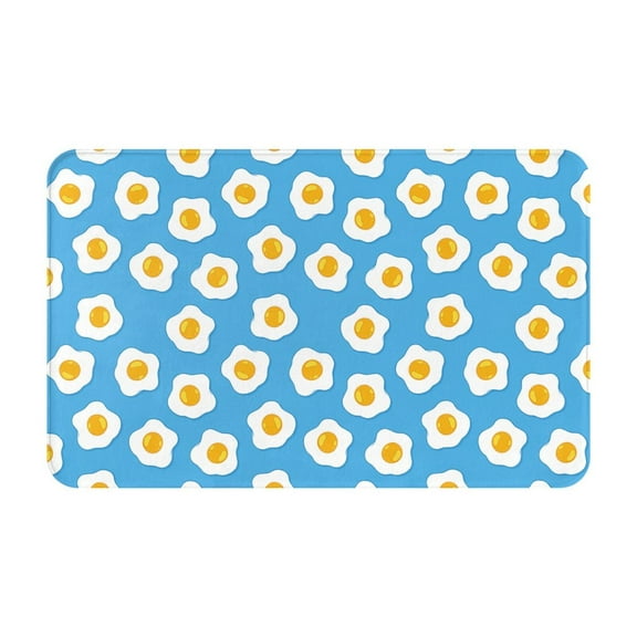 Bathroom Rugs Non Slip Washable - Cute Fried Egg Turquoise Kitchen Mats for Floor, Area Rugs for Entryway Rugs Indoor, Laundry Bathroom Room Door Rug with Rubber Backing 20x31.5in