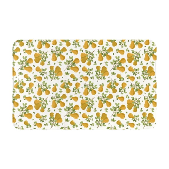 Bathroom Rugs Non Slip Washable - Cute Gold Pear Leaves Kitchen Mats for Floor, Area Rugs for Entryway Rugs Indoor, Laundry Bathroom Room Door Rug with Rubber Backing 20x31.5in