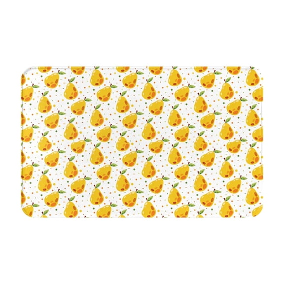 Bathroom Rugs Non Slip Washable - Cute Golden Yellow Pear Kitchen Mats for Floor, Area Rugs for Entryway Rugs Indoor, Laundry Bathroom Room Door Rug with Rubber Backing 20x31.5in