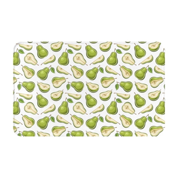 Bathroom Rugs Non Slip Washable - Cute Green Pear Leaves Kitchen Mats for Floor, Area Rugs for Entryway Rugs Indoor, Laundry Bathroom Room Door Rug with Rubber Backing 20x31.5in