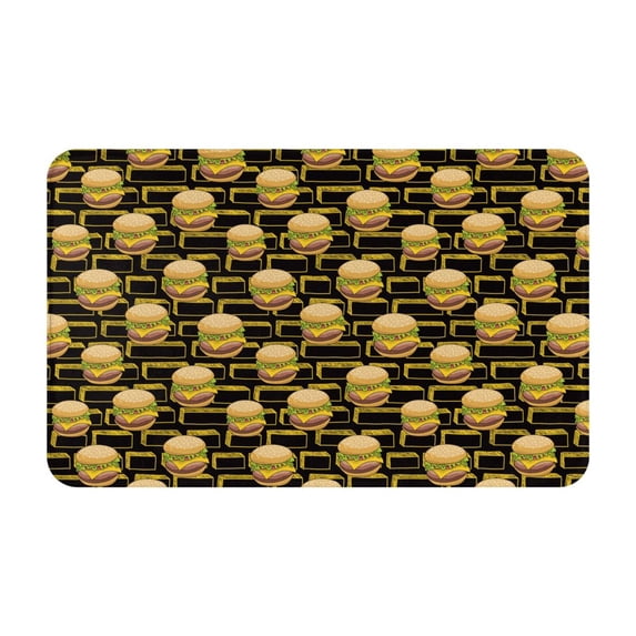 Bathroom Rugs Non Slip Washable - Cute Hamburger Block Kitchen Mats for Floor, Area Rugs for Entryway Rugs Indoor, Laundry Bathroom Room Door Rug with Rubber Backing 20x31.5in