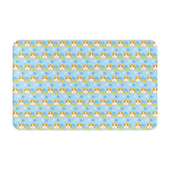 Bathroom Rugs Non Slip Washable - Cute Hamster Blue Polka Dot Kitchen Mats for Floor, Area Rugs for Entryway Rugs Indoor, Laundry Bathroom Room Door Rug with Rubber Backing 20x31.5in