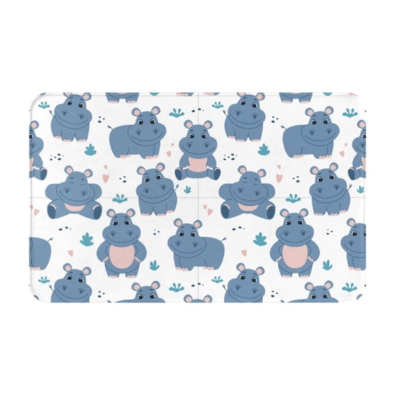 Bathroom Rugs Non Slip Washable - Cute Hippos Kitchen Mats for Floor, Area Rugs for Entryway Rugs Indoor, Laundry Bathroom Room Door Rug with Rubber Backing 20x31.5in