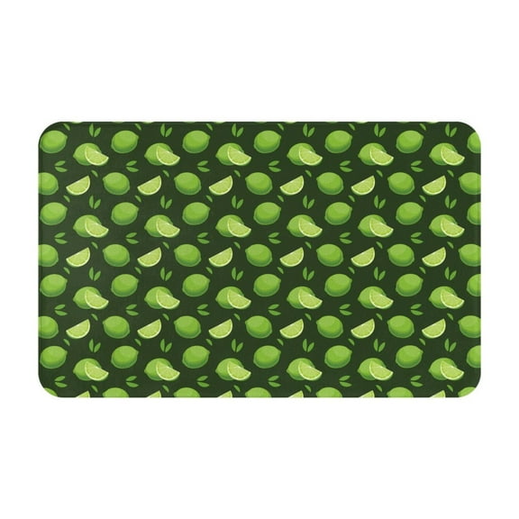 Bathroom Rugs Non Slip Washable - Cute Limes Sea Green Leaves Kitchen Mats for Floor, Area Rugs for Entryway Rugs Indoor, Laundry Bathroom Room Door Rug with Rubber Backing 20x31.5in
