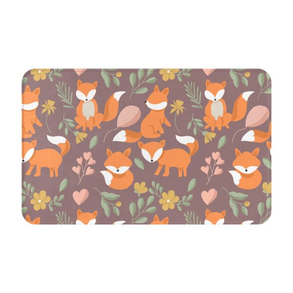 Bathroom Rugs Non Slip Washable - Cute Little Fox Kitchen Mats for Floor, Area Rugs for Entryway Rugs Indoor, Laundry Bathroom Room Door Rug with Rubber Backing 20x31.5in