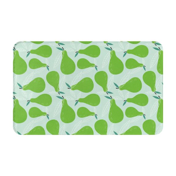 Bathroom Rugs Non Slip Washable - Cute Pear Green Fruit Kitchen Mats for Floor, Area Rugs for Entryway Rugs Indoor, Laundry Bathroom Room Door Rug with Rubber Backing 20x31.5in