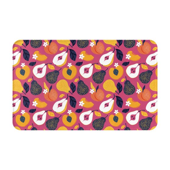 Bathroom Rugs Non Slip Washable - Cute Pear Peach Gold Flower Kitchen Mats for Floor, Area Rugs for Entryway Rugs Indoor, Laundry Bathroom Room Door Rug with Rubber Backing 20x31.5in