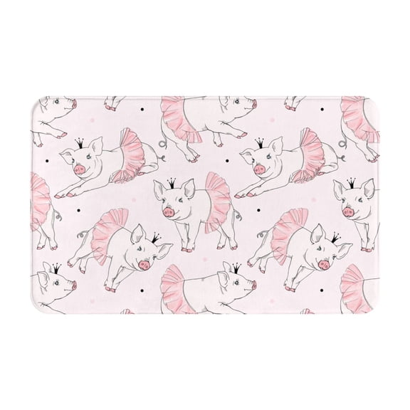 Bathroom Rugs Non Slip Washable - Cute Piggy Ballerina Kitchen Mats for Floor, Area Rugs for Entryway Rugs Indoor, Laundry Bathroom Room Door Rug with Rubber Backing 20x31.5in