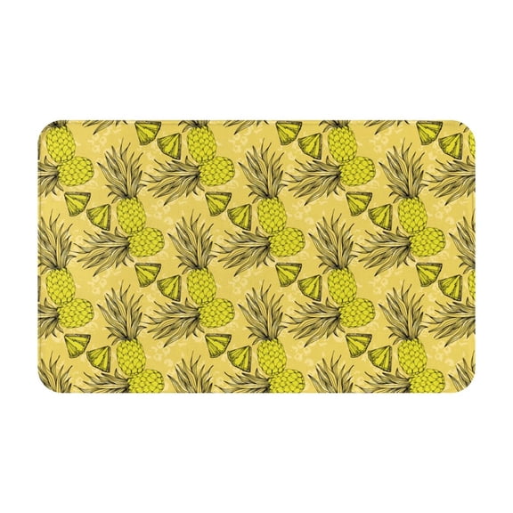 Bathroom Rugs Non Slip Washable - Cute Pineapple Retro Yellow Kitchen Mats for Floor, Area Rugs for Entryway Rugs Indoor, Laundry Bathroom Room Door Rug with Rubber Backing 20x31.5in