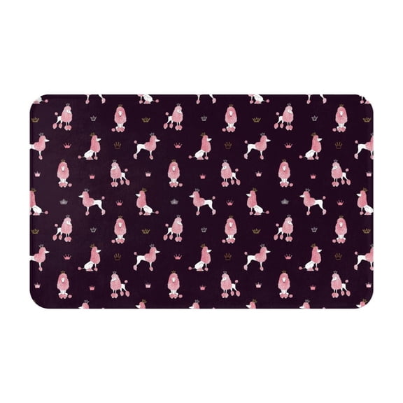 Bathroom Rugs Non Slip Washable - Cute Poodle Dog Queen Pink Kitchen Mats for Floor, Area Rugs for Entryway Rugs Indoor, Laundry Bathroom Room Door Rug with Rubber Backing 20x31.5in