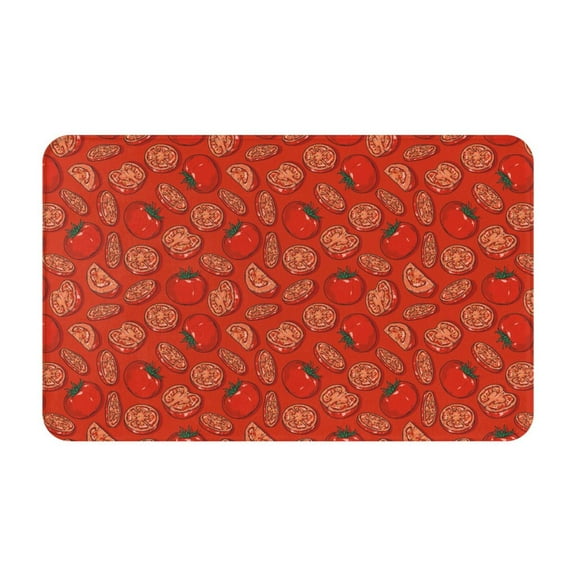 Bathroom Rugs Non Slip Washable - Cute Red Tomato Piece Kitchen Mats for Floor, Area Rugs for Entryway Rugs Indoor, Laundry Bathroom Room Door Rug with Rubber Backing 20x31.5in