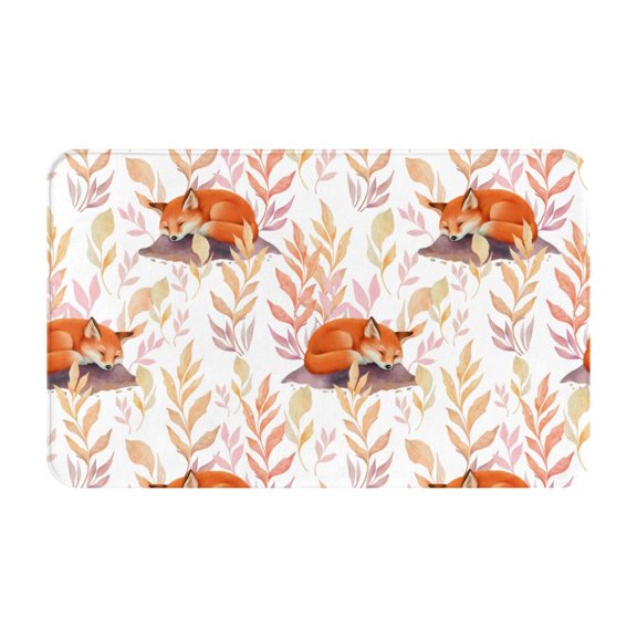 Bathroom Rugs Non Slip Washable - Cute Sleepy Fox Kitchen Mats for Floor, Area Rugs for Entryway Rugs Indoor, Laundry Bathroom Room Door Rug with Rubber Backing 20x31.5in