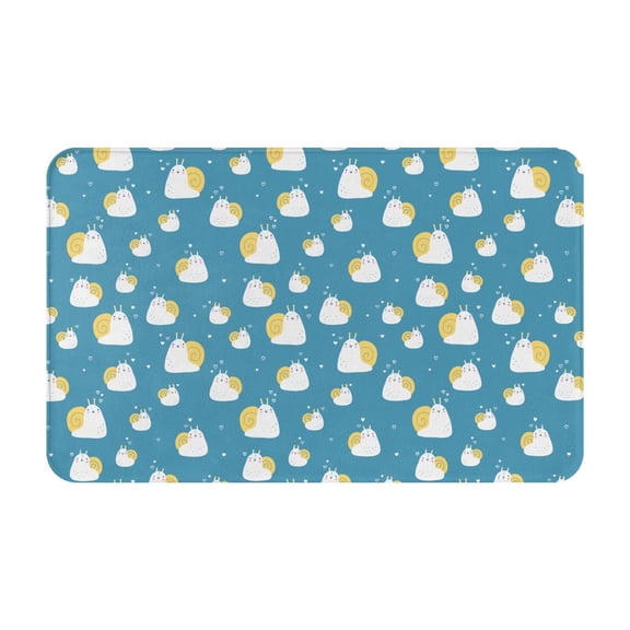 Bathroom Rugs Non Slip Washable - Cute Snail Print Blue Kitchen Mats for Floor, Area Rugs for Entryway Rugs Indoor, Laundry Bathroom Room Door Rug with Rubber Backing 20x31.5in