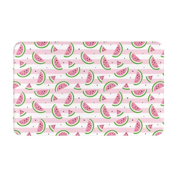Bathroom Rugs Non Slip Washable - Cute Watermelon Pink Stripe Kitchen Mats for Floor, Area Rugs for Entryway Rugs Indoor, Laundry Bathroom Room Door Rug with Rubber Backing 20x31.5in
