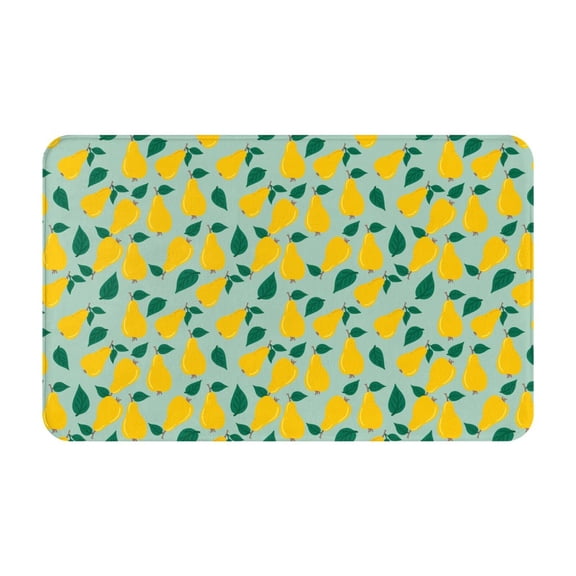 Bathroom Rugs Non Slip Washable - Cute Yellow Pear Kitchen Mats for Floor, Area Rugs for Entryway Rugs Indoor, Laundry Bathroom Room Door Rug with Rubber Backing 20x31.5in