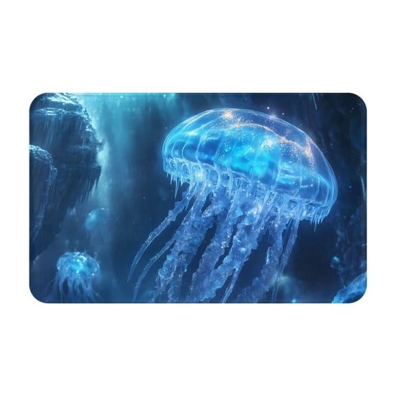 Bathroom Rugs Non Slip Washable - Cute jelly jellyfish Kitchen Mats for Floor, Area Rugs for Entryway Rugs Indoor, Laundry Bathroom Room Door Rug with Rubber Backing 20x31.5in