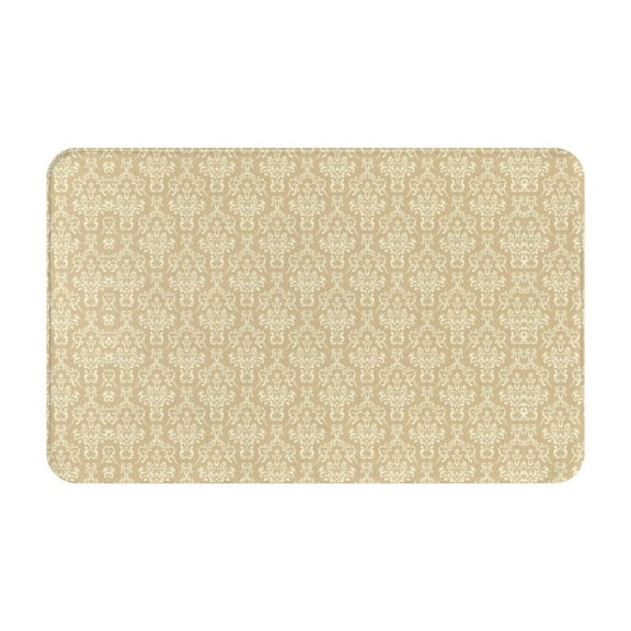 Bathroom Rugs Non Slip Washable - Damask Beige Tan Brown Kitchen Mats for Floor, Area Rugs for Entryway Rugs Indoor, Laundry Bathroom Room Door Rug with Rubber Backing 20x31.5in