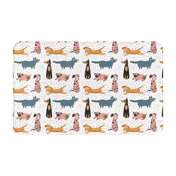 Bathroom Rugs Non Slip Washable - Dogs Pug Kitchen Mats for Floor, Area Rugs for Entryway Rugs Indoor, Laundry Bathroom Room Door Rug with Rubber Backing 20x31.5in