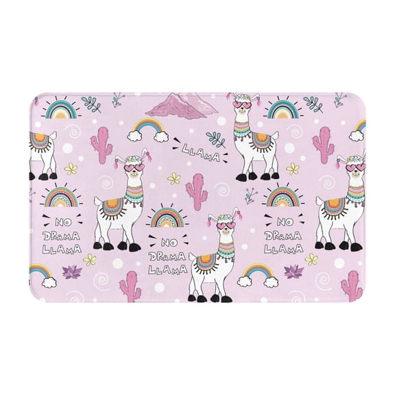 Bathroom Rugs Non Slip Washable - No Drama Llama Kitchen Mats for Floor, Area Rugs for Entryway Rugs Indoor, Laundry Bathroom Room Door Rug with Rubber Backing 20x31.5in
