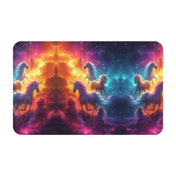 Bathroom Rugs Non Slip Washable - Dreamy Night Sky White Horse Kitchen Mats for Floor, Area Rugs for Entryway Rugs Indoor, Laundry Bathroom Room Door Rug with Rubber Backing 20x31.5in