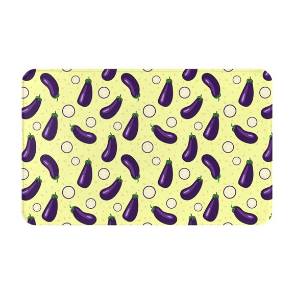 Bathroom Rugs Non Slip Washable - Eggplant slices cartoon Kitchen Mats for Floor, Area Rugs for Entryway Rugs Indoor, Laundry Bathroom Room Door Rug with Rubber Backing 20x31.5in
