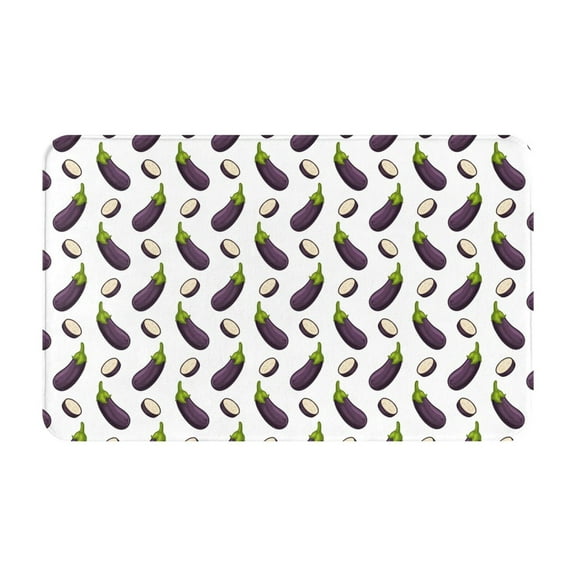 Bathroom Rugs Non Slip Washable - Eggplant slices print Kitchen Mats for Floor, Area Rugs for Entryway Rugs Indoor, Laundry Bathroom Room Door Rug with Rubber Backing 20x31.5in