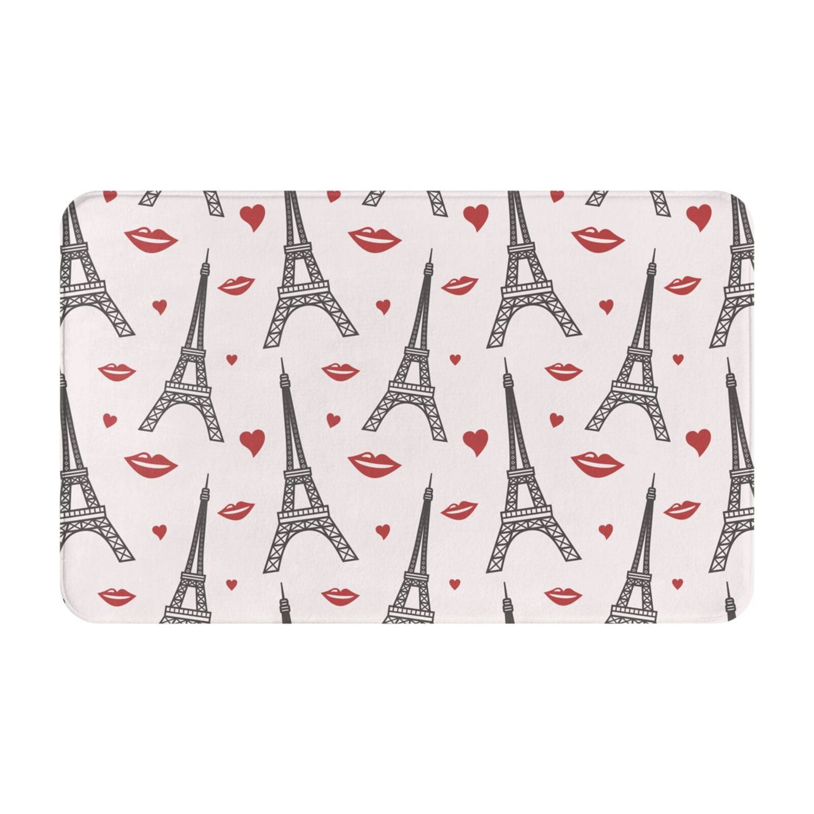 Bathroom Rugs Non Slip Washable, Eiffel Tower Trendy Water Absorbing