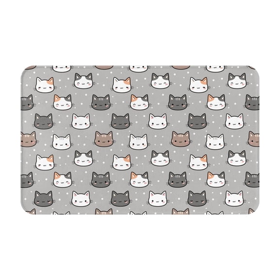 Bathroom Rugs Non Slip Washable - Elegant Cartoon Cute Cat Face Kitchen Mats for Floor, Area Rugs for Entryway Rugs Indoor, Laundry Bathroom Room Door Rug with Rubber Backing 20x31.5in
