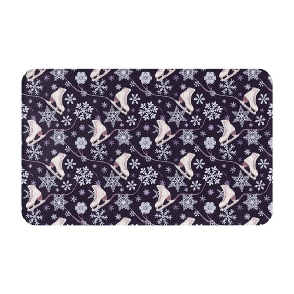 Bathroom Rugs Non Slip Washable - Elegant ice skates snowflakes A Kitchen Mats for Floor, Area Rugs for Entryway Rugs Indoor, Laundry Bathroom Room Door Rug with Rubber Backing 20x31.5in