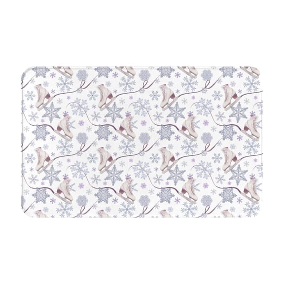Bathroom Rugs Non Slip Washable - Elegant ice skates snowflakes Kitchen Mats for Floor, Area Rugs for Entryway Rugs Indoor, Laundry Bathroom Room Door Rug with Rubber Backing 20x31.5in