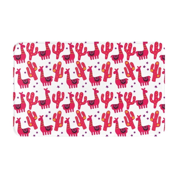 Bathroom Rugs Non Slip Washable - Exotic Cute Alpaca Cactus Red Kitchen Mats for Floor, Area Rugs for Entryway Rugs Indoor, Laundry Bathroom Room Door Rug with Rubber Backing 20x31.5in