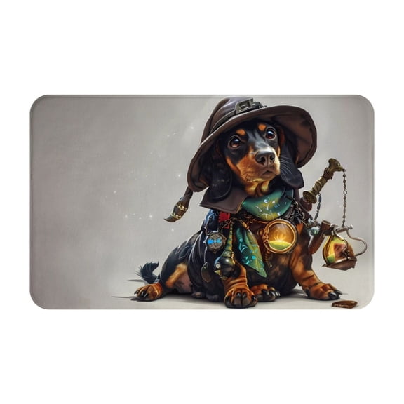 Bathroom Rugs Non Slip Washable - Fantasy Wizard Dog Art Kitchen Mats for Floor, Area Rugs for Entryway Rugs Indoor, Laundry Bathroom Room Door Rug with Rubber Backing 20x31.5in