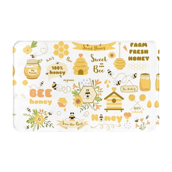 Bathroom Rugs Non Slip Washable - Farm Bee Cute Honey Kitchen Mats for Floor, Area Rugs for Entryway Rugs Indoor, Laundry Bathroom Room Door Rug with Rubber Backing 20x31.5in